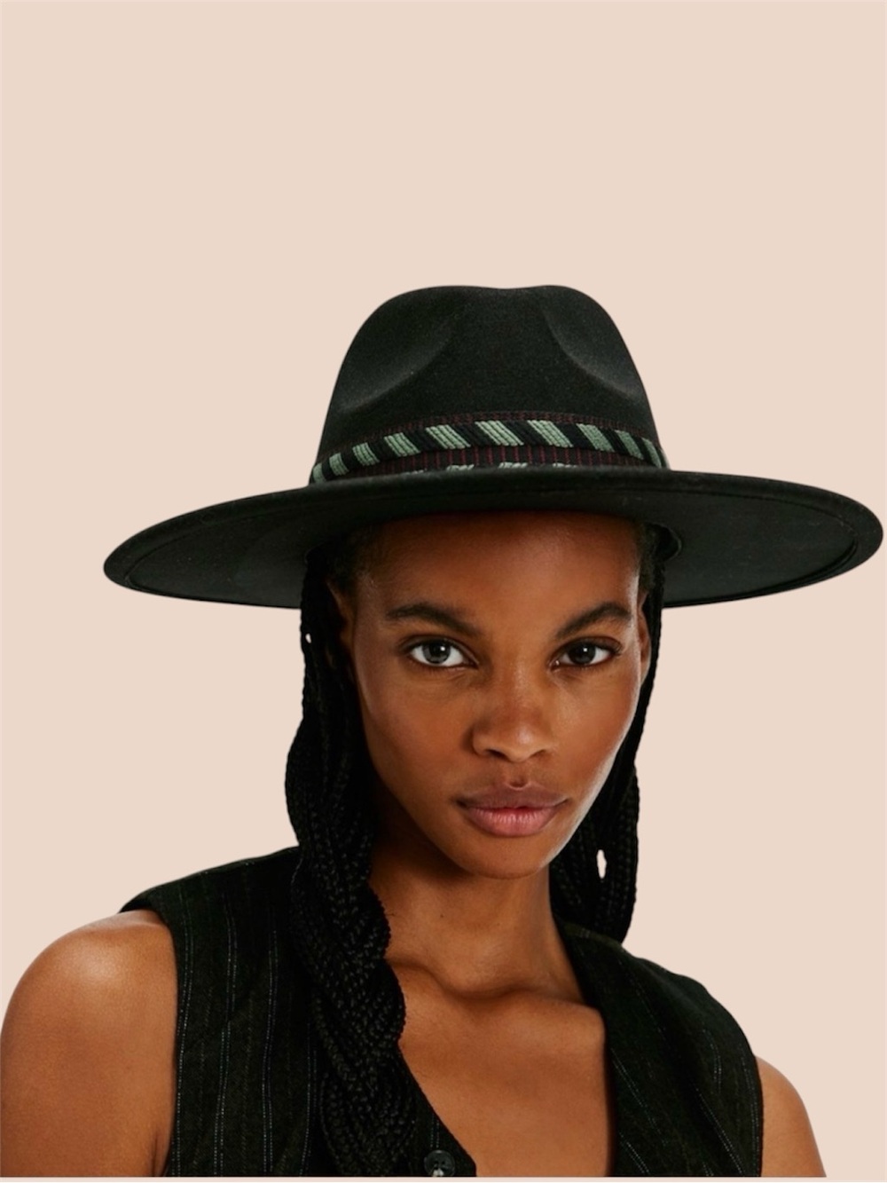 Free People Black Kimi Rancher Hat Wool Blend